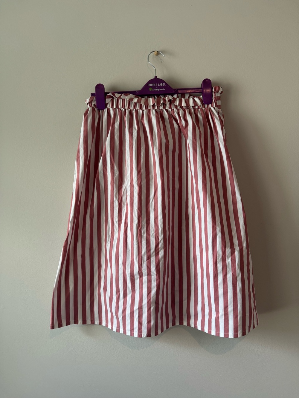New - Liz Claiborne Pink & White Striped Paperbag Waist Skirt - Picture 3 of 5